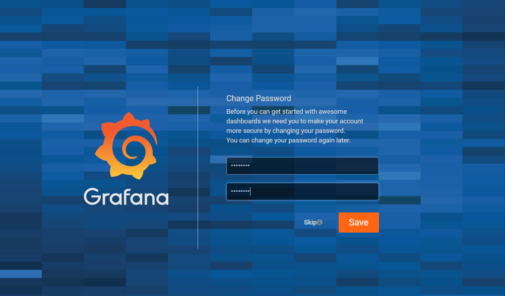 Grafana change password window