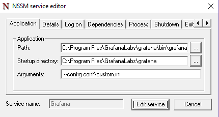 Adding a custom argument on NSSM