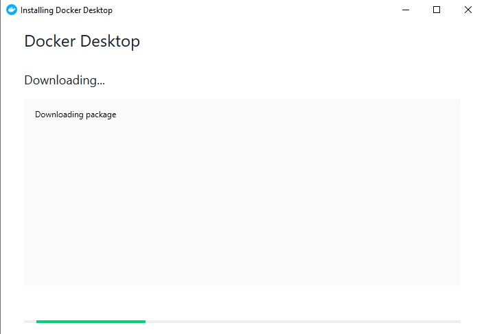 Installing Docker Desktop for Windows welcome page