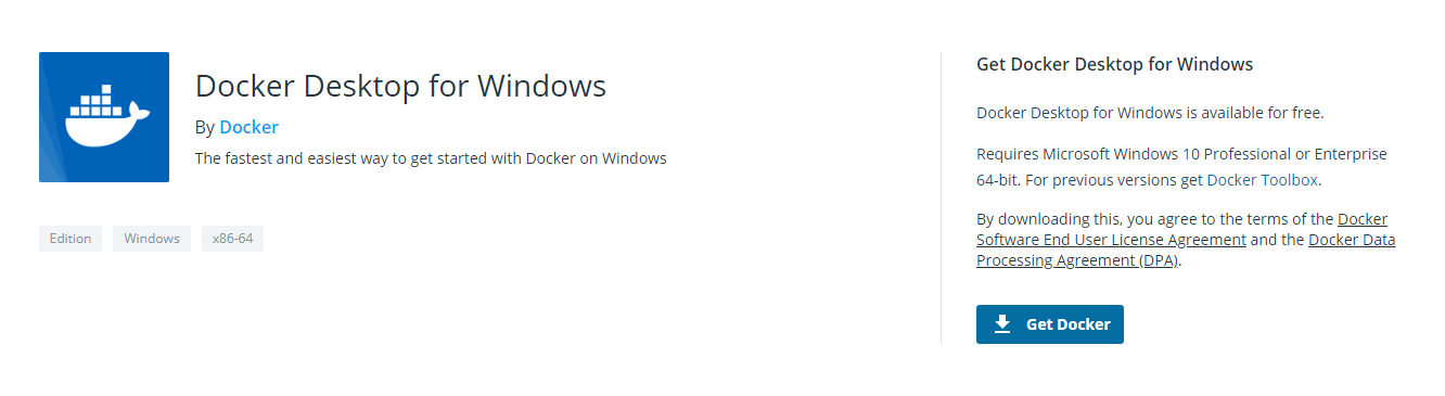 Install Docker Desktop for Windows