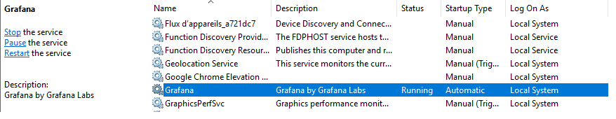 Grafana service on Windows