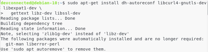 Installing required dependencies for Git on Debian 10