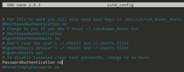 Disabling password authentication for SSH access on Debian