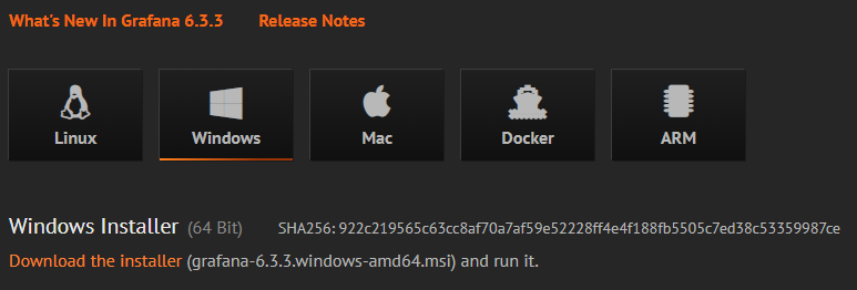 Grafana for Windows download option