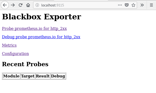 Blackbox exporter default Web UI