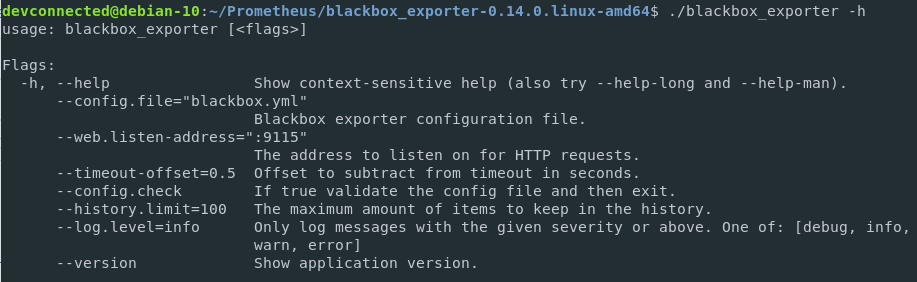 Blackbox exporter command help