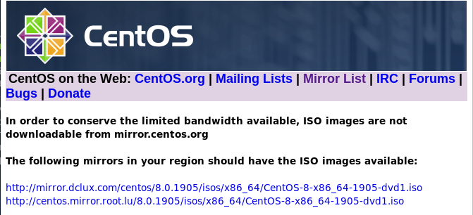 Download CentOS 8 website
