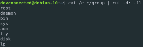 List groups on Linux with the cut command