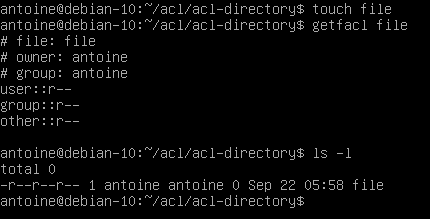 Creating a new file with default ACL entries on a directory