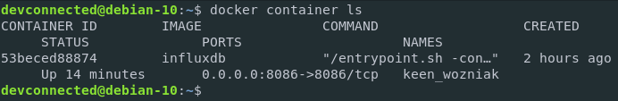 Listing InfluxDB Docker container images