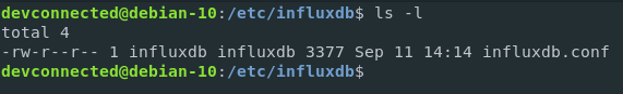 Listing InfluxDB configuration for Docker