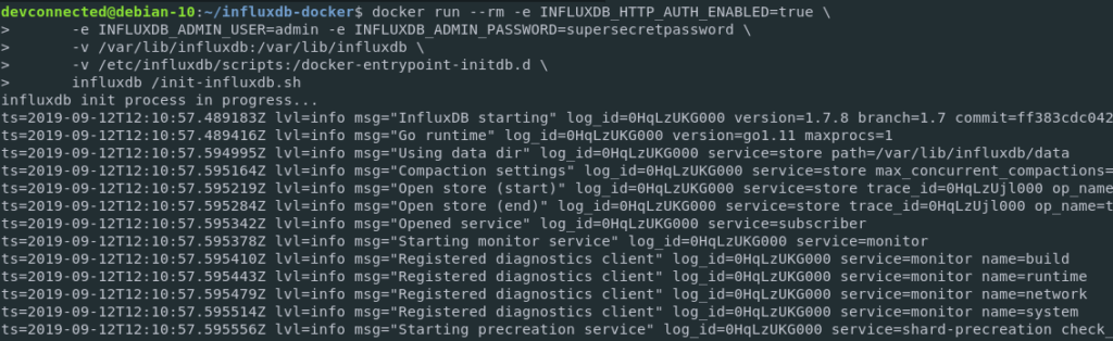 Running the InfluxDB Docker container on Linux