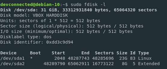 Listing all partitions on a Debian 10 Buster