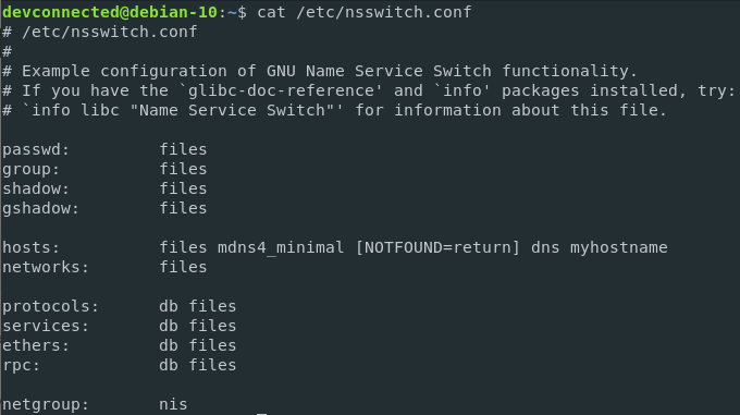 nsswitch configuration file on Linux