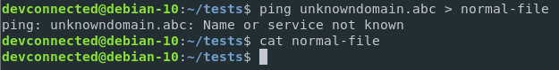 Classic output redirection on Linux with ping command