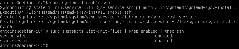 Enabling the SSH server on boot on Debian 10