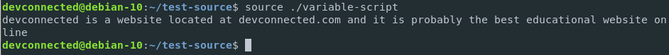 Importing variables with the source command on Linux