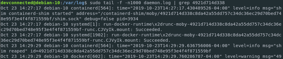 docker daemon logs centos