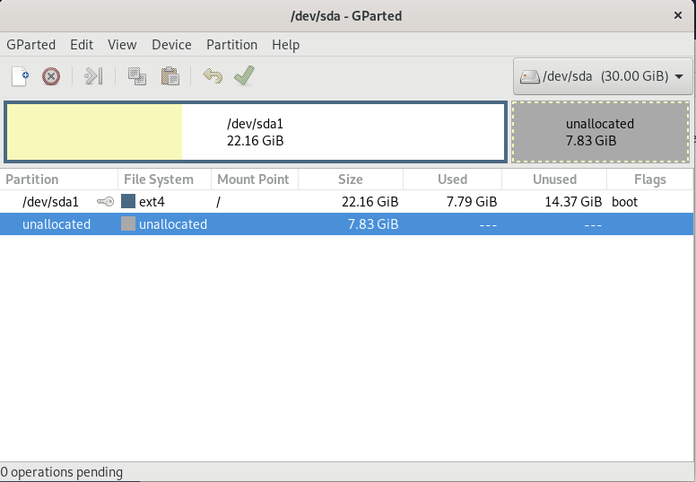 Create partition on Linux using gparted