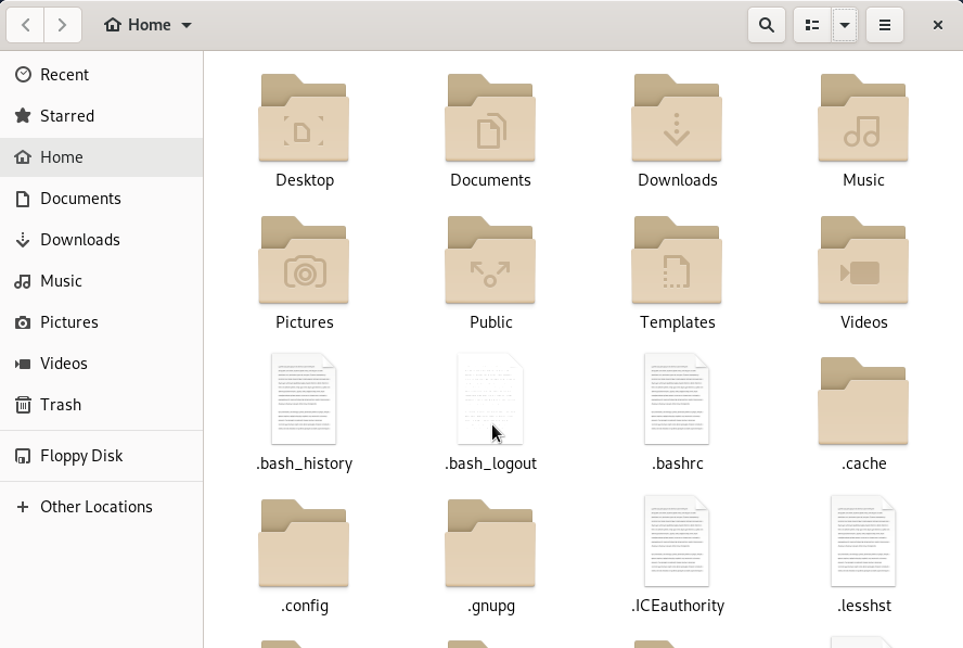 Hidden files and directories displayed in GNOME