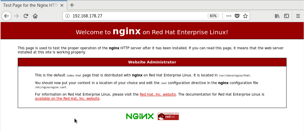 NGINX installed on CentOS 8