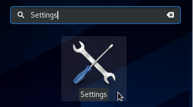 Settings menu on GNOME CentOS 8