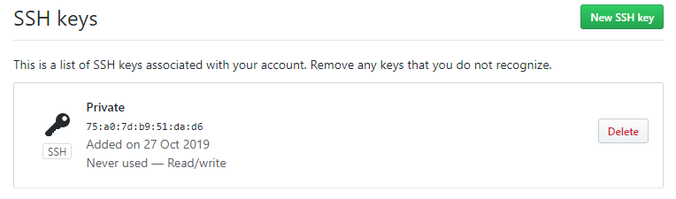 Private SSH key on Github
