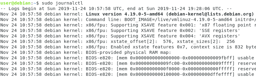 journalctl command to inspect log files