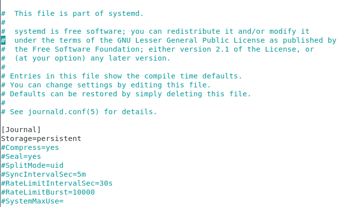 Configuring storage on journald