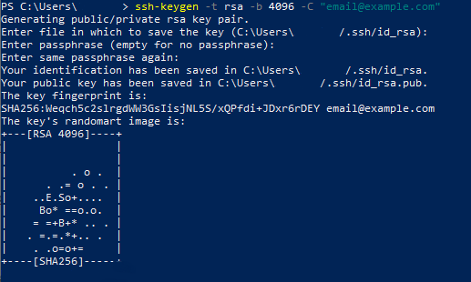 generate git ssh keys on windows