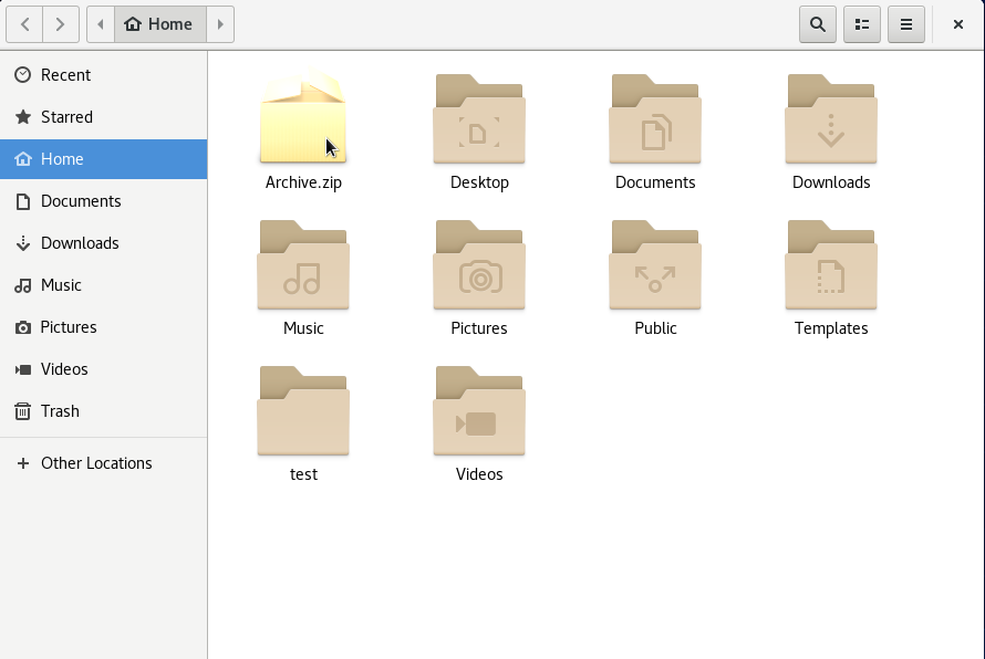 zip file created on GNOME File manager