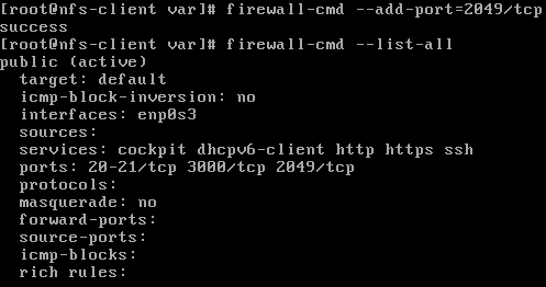 allowing NFS on centos