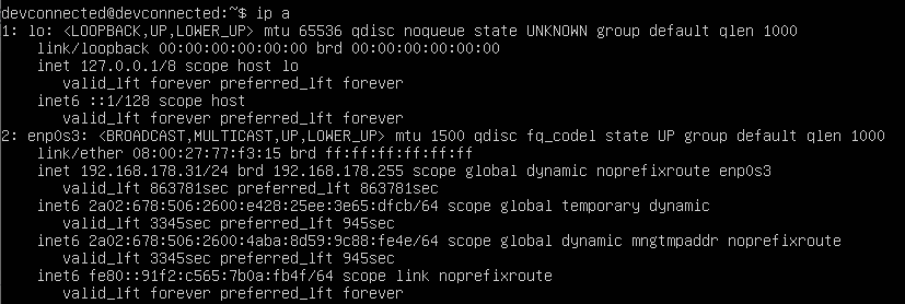 current ip address on linux