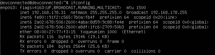 ifconfig command on linux
