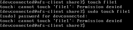 permission denied when creating file on nfs volume