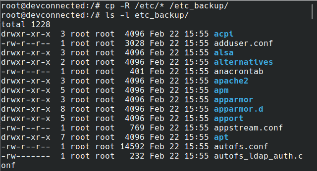 copy directory recursively on linux