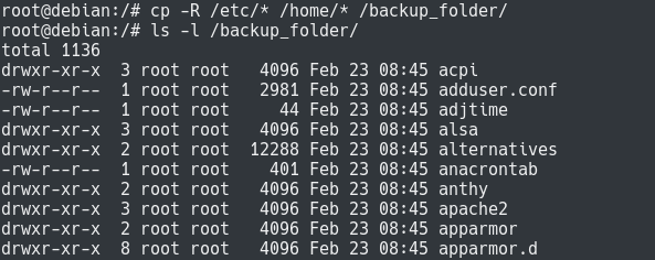 copying multiple directories recursively using cp