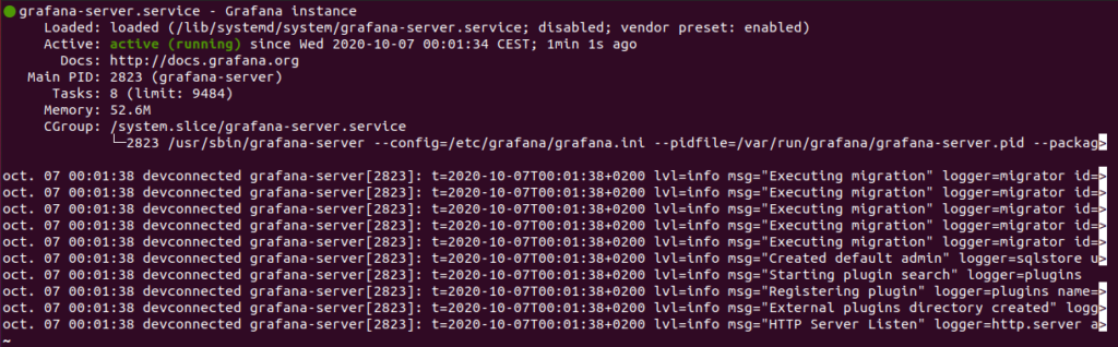 grafana-server service on Ubuntu